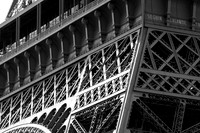 Eiffel Tower Corner Up Close BW